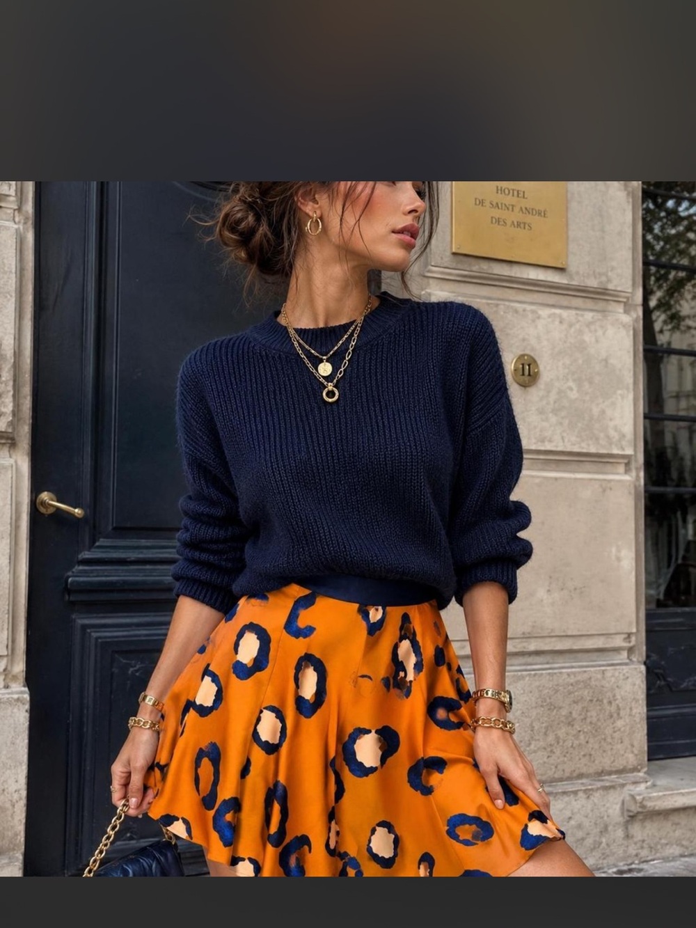 Women's Orange Leopard Print A-Line Skirt
